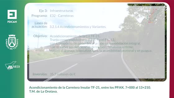 Imagen de Actuación MEDI. Píldora Informativa Acondicionamiento de la carretera TF-21